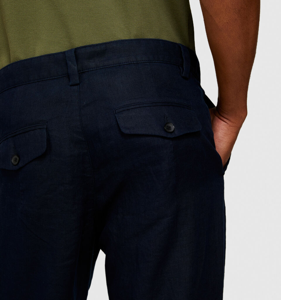 Regular fit trousers in 100% linen - men's regular fit trousers - Dark Blue | Sisley image number 5